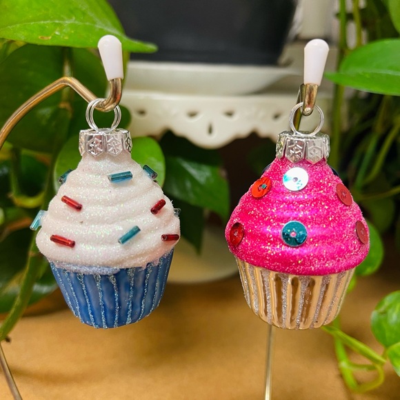 Cupcake Glass name place holder/photo/Ornament 4 Ct New - Picture 3 of 11